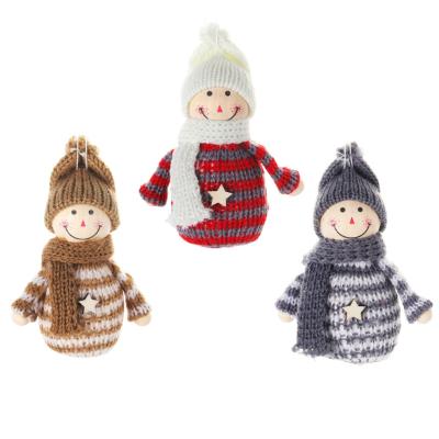 China Christamas Home Decoration 2021 Wool Snowman Doll Gifts Christmas Wooden Pendant Christmas Tree Decorations for sale