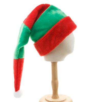 China Popular Christmas Gift 2021 Extended Red and Green Christmas Hat Holiday Clown HAT Party Decoration Striped Plush Elf Hat for sale