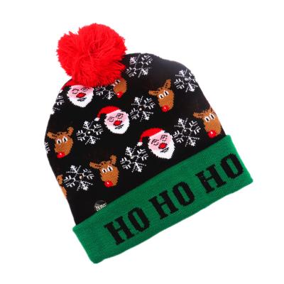 China High Grade Santa Claus Knitting Hat Christmas LED Ornaments Popular And Hot Adult Children Colorful Light Hat Knitting Hat for sale