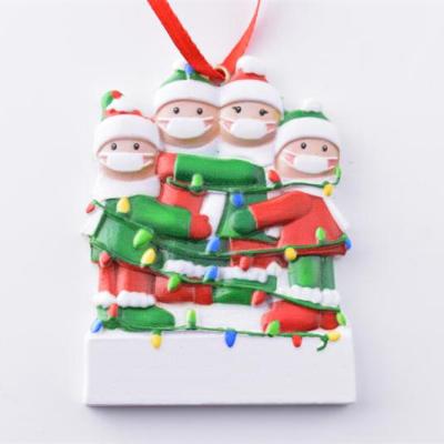 China 2021 Europe Santa Claus DIY Family Name Handwritten Snowman Christmas Tree Pendant Resin for sale