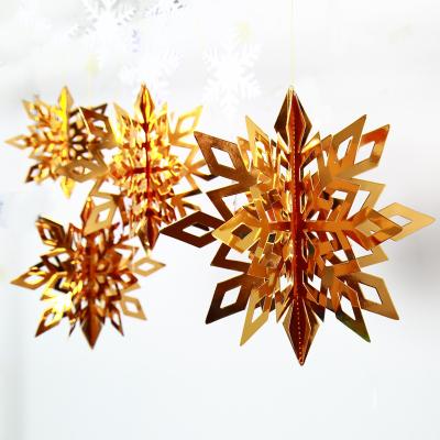 China Indoor Hanging Accessories Seven Color Cardboard Snowflake 6Piece Decoration Three-Dimensional Set For New Year Christmas Party for sale