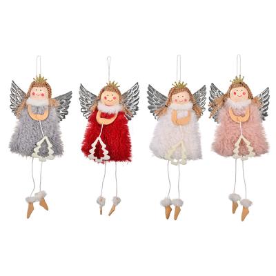 China Silver Angel Girl Christmas Tree Scene Decoration Pendant Christmas Tree Wings Christmas Decoration Christamas Tree Decoration for sale