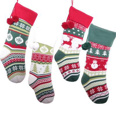 China Christmast Ornament 2021 Christmas Socks Candy Sack Christmas Gift Bag Knitted Christmas Pendant Stocking for sale