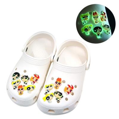 China Classic Clog Charm Cartoon Glow in the Dark Croc Charms Custom Shoe Decoration Glow in the Dark Shoe Charms Via DHL/Fedex for sale