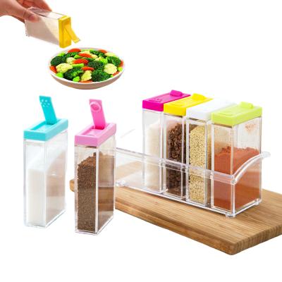 China 6Pcs/Set Kitchen Freshness Keeping Condiment Seasoning Storage Boxes For Spices Pepper Salt Cumin Powder Tools for sale