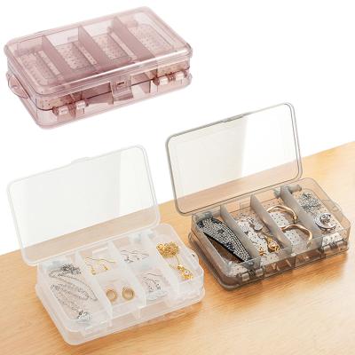 China Viable Wholesale Customizable Small Plastic Logo Clear Display Case Jewelry Storage Boxes Double Layer Jewelry Box for sale