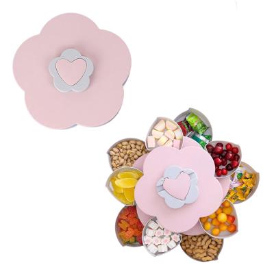 China Sustainable Dried Fruit Nut Serving Container 5/10 Compartments Divided Snack Dish Candy Tray With Lid for sale