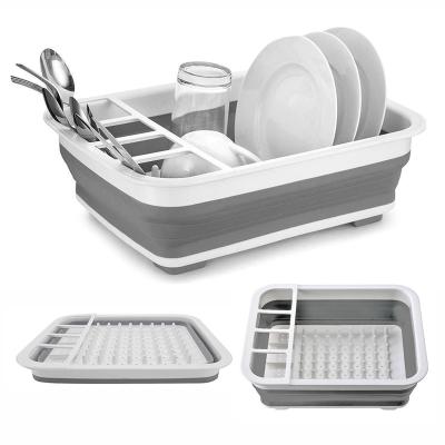 China Sustainable Kitchen Supplies Foldable Dish Rack Drainer Bowl Dinnerware Dish Rack Storage Organizer Drying Rack Baskets for sale