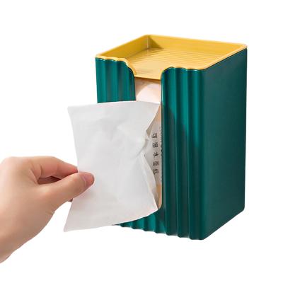 China Nordic Luxury Waterproof Wall Mounted Tissue Box Small Holder Paper Storage Box Plastic Modern Household Items Decor With Lid for sale