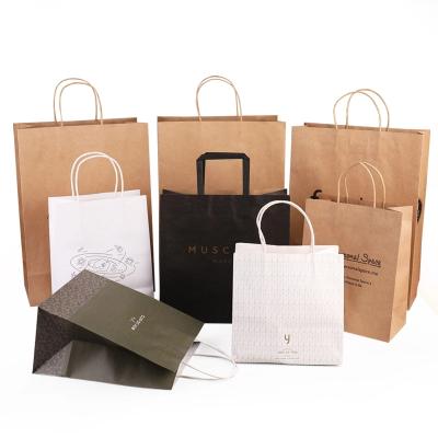 中国 Eco friendly Kraft Shopping Packaging Clothing Made Handl Recycle cutom logo craft food take away bread food paper bags 販売のため