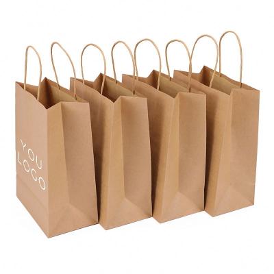 China Murah craft tote paper bags custom logo packing with hole handle pe liner seed lunch wine little medium brown bag for sale