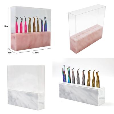 China Custom Acrylic Tweezers Box 8 PCS Eyelash Tweezers Box Holder Holder Tweezers Case For Eyelash Tools for sale