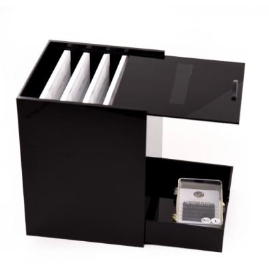 China Unique Drawer Wick BO 2021 Wicks Box Creative Black Pull Out Lashes Box With Drawer Wick Box for sale