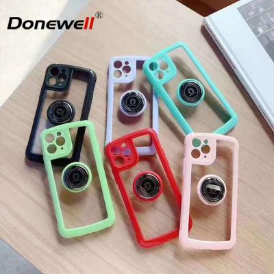 China Candy Color Clear TPU Hard Shockproof Phone Case For iPhone 11 Pro Clear Case With Real Ring Phone Size for sale