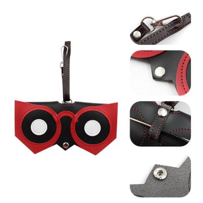 China Durable Fast Delivery Cute Red Black Glasses Cut Out Soft PU Leather Packing Cat Sunglasses Case For Girl for sale