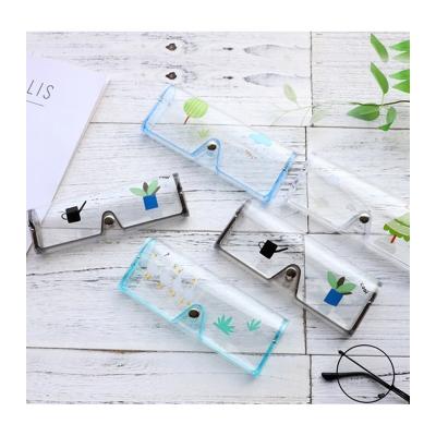 China Glasses fast delivery colorful pocket sunglass kids cartoon portable transparent snare case for sale