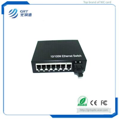 China Beijing GRT 10/100/1000M Ethernet  7-RJ45 Port Single/Multi Mode Fiber Optical Media Converter for sale