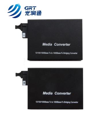 China 1000Mbps 2 ports fiber optic media converter 1310 1550nm SC 20km converter with Power Supplies for sale