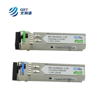 China OEM manufacturer single-mode 1310Tx/1550Rx 1.25G 20km BiDi SFP Optical Module for sale