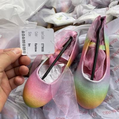 China 2022 Girls Cute Kids Ballerina Rainbow Anti-slippery Flat Shoes for sale