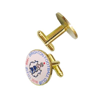 China Custom Safety Shirts Shell Cufflinks Gold Plated Glittering Mens Cuff Links With Logo for sale