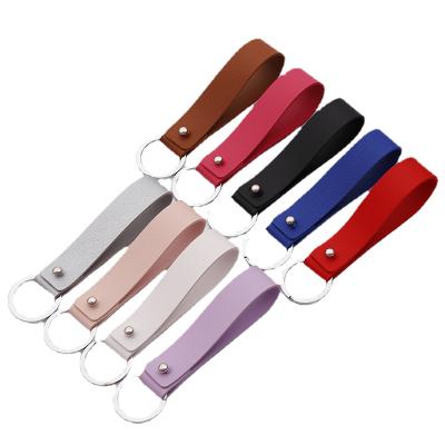 China Promotional Gift Logo Colorful Pu Leather Keychain Custom Made Metal Leather Strap for sale