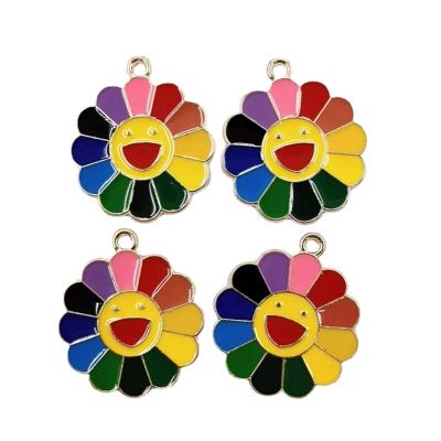 China Clog Charm Sun Flower Charms Cheap Enamel Charm Pendant For Bracelets Key Chain Necklace for sale