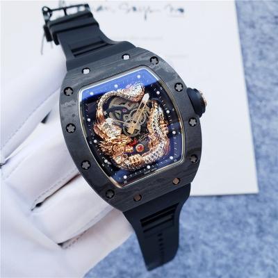 China Auto date RM57-03 Feilong Zaitian watch case is made of imported carbon fiber material and equipped with automatic movement for sale