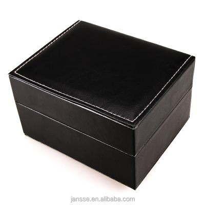 China Handmade Hot Selling PU Watch Case High Quality Leather Luxury Wooden Watch Box Packaging Custom Logo for sale