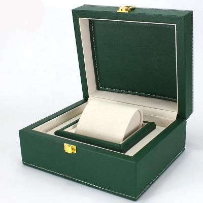 China Eco-friendly Green Wooden Watch Box Coated With PU Luxury Wholesale Watch Box Packaging for sale