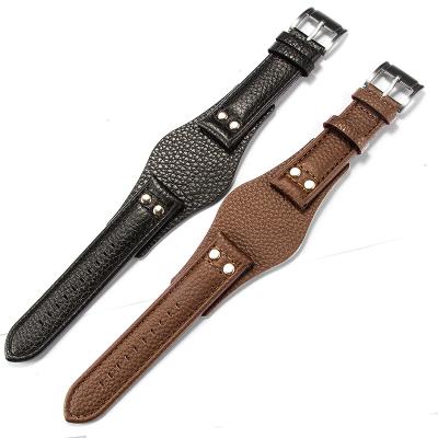 China New Design Non-Specific Genuine Leather Wrist Watch Band Whip Black Brown 22mm Watch Strap Leather Bands for sale