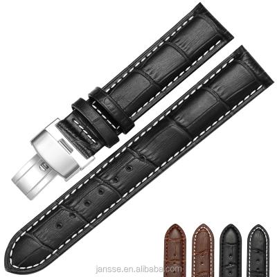 China Male Bamboo Watch Strap 18 Pattern Folding Flexible Waterproof Leather Buckle Watch Band Strap 20 22 24mm for sale