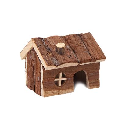 China Sustainable Small Animal Hideout Wooden Chew Hut Game Toys Exquisite House Wooden Hamster House for sale