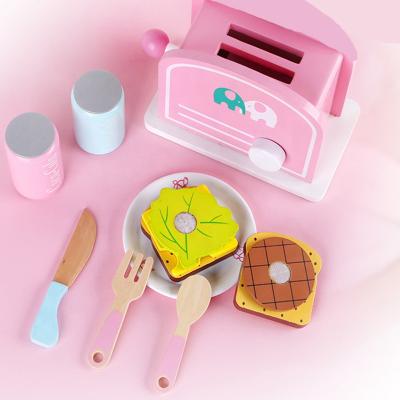 China Model Toy 2021 New Style Pretend Play Toaster and Bread Maker Wooden Educational Kids Toys Kitchen Toys for sale