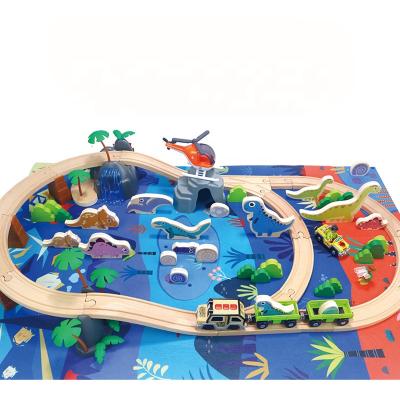 China 2021 New Arrival Wooden Slot Toy Race Track Toy Car Dinosaur Toys China Wholesale Export Dinosaur Cretaceous Land for sale