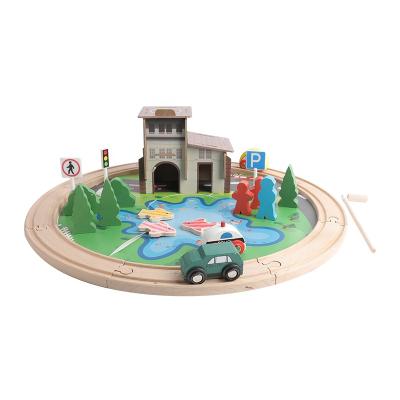 China Wooden Slot Toy 39pcs Wooden Train Track Railway Set For Toddlers Wooden Train Track for sale