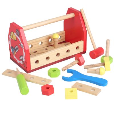 China Eco-Friendly Material Toys Woodworking Tools Kit Multifunctional Toolbox Wholesale China DIY Wooden Pretend Play Educational Toy For Children for sale