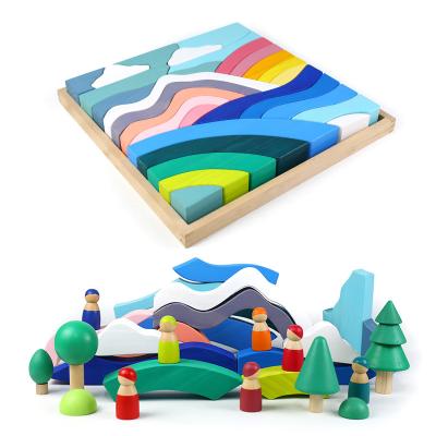 China DIY TOY Customize Colorful Educational Toy Rainbow Building Block Wooden Sets For Toddlers Wooden Puzzle for sale