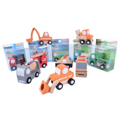 China Multi-Model Mini Vehicles Toy Car Toy 12pcs SLWJC-1 Wooden Juguetes Creative Wooden Model Baby Kids Educational Christmas Gift for sale