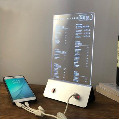 China Top Grade Acrylic With High Transparent A5 Restaurant Menu Holder Charger With USB Interface Acrylic Table Stand Drinks Menu Display Stand for sale