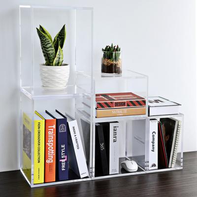 China Acrylic Furniture Shelf Kids Book Stand Acrylic Plexiglass Top Table Shelf Modern Custom Transparent Home Orders for sale