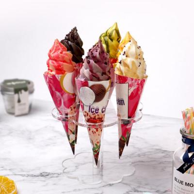 China Top Grade Acrylic With High Clear Round Custom Hole Ice Cream Cone Display Rack Clear Acrylic Ice Cream Cake Display Stand 8/16/4 for sale