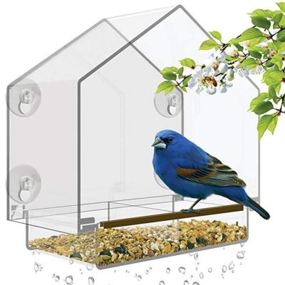 China Viable Custom Round Design Acrylic Circular Window Bird Hanging Feeder for sale