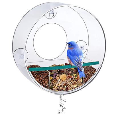 China Viable Wholesale Large Clear Window Acrylic Bird Feeder Wild Bird Feeder for sale