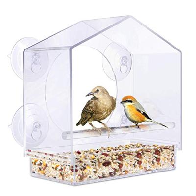 China Lang Clear Pet Window Acrylic Plexiglass Bird Feeder Viable Clear Bird Feeder With Strong Suction Cups for sale