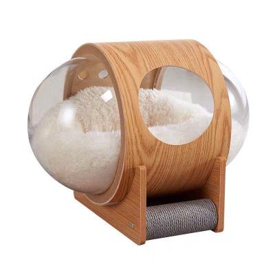 China Small Viable Nest Animal Space Capsule Cat House Acrylic Pet Wooden Cage for sale