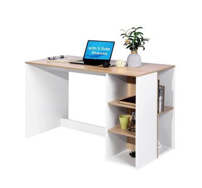 China Other Large Study Desk With 5 Shelves Home Office Table Wooden Computer Workstation With Bookcase for sale