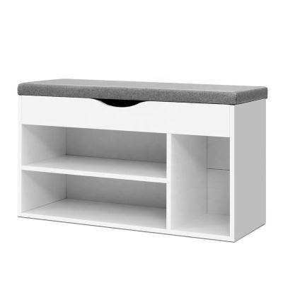 China Modern Single Shoe Cabinet Bench With White Cushion Storage Rack Shelf Closet for sale