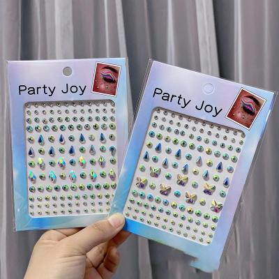 China Wholesale Resin Decorative Acrylic Eyebrow Sticker Party Face Diamond Crystal Sticker Jewelry Temporary Tattoo Body Stickers for sale