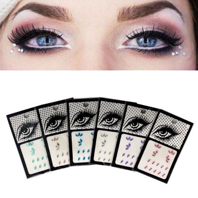 China Temporary Colorful Rhinestone Face Eyebrow Forehead Jewels Tattoo Temporary Body Stickers Crystal Star Heart Tears Resin Stickers for sale